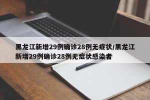 黑龙江新增29例确诊28例无症状/黑龙江新增29例确诊28例无症状感染者